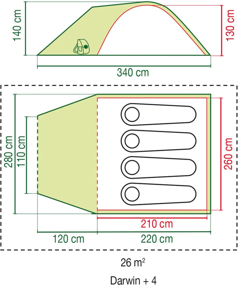 Coleman Darwin 4 Plus Koepeltent - 4-Persoons - Groen Coleman Darwin 4 Plus Koepeltent - 4-Persoons - Groen -Outdoor Kampeeruitrusting Winkel 1003x1200 3