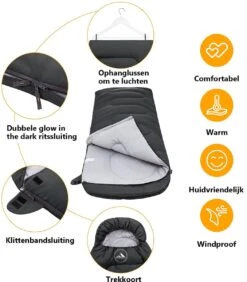 HikeMeister Mummy Slaapzak 1600 Gram - Kamperen - Zwart - Ca. 220 X 80 Cm - Met Binnenzak - Comfortzone: 0-15 Graden - Draagtas -Outdoor Kampeeruitrusting Winkel 1051x1200 4