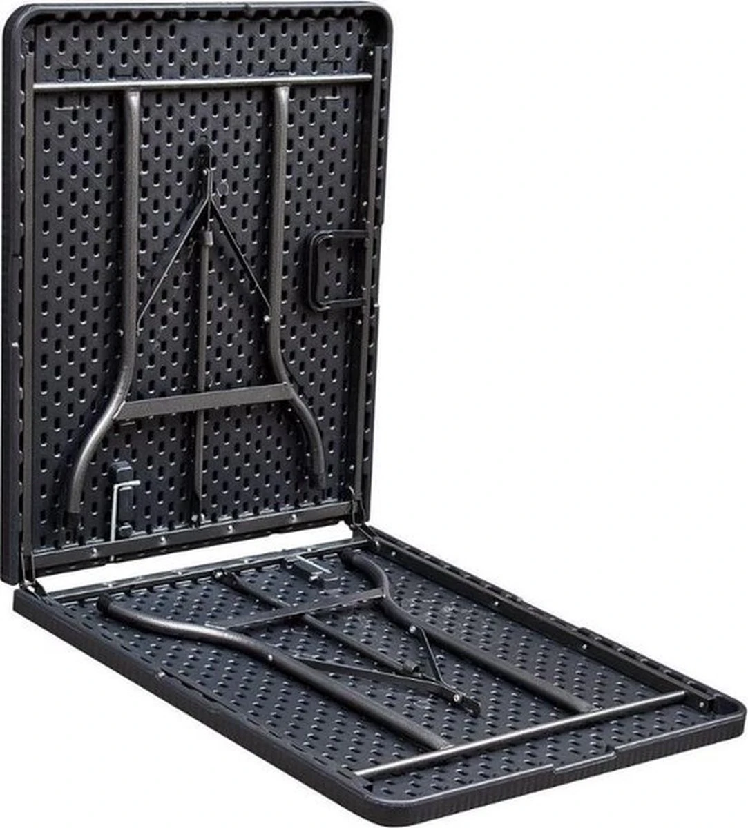 ERRO Vouwtafel - houtlook - 180x74cm - zwart ERRO Vouwtafel - Houtlook - 180x74cm - Zwart -Outdoor Kampeeruitrusting Winkel