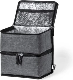 Merkloos Koeltas Met Dubbel Compartiment - Lunchtas - Koeltasje Lunch - Koelelementen - Koud - Warm - Isolatie - Volwassenen - Dames - Heren - 14 X 22 Cm - Polyester - RPET - Aluminium - Grijs -Outdoor Kampeeruitrusting Winkel 1084x1200