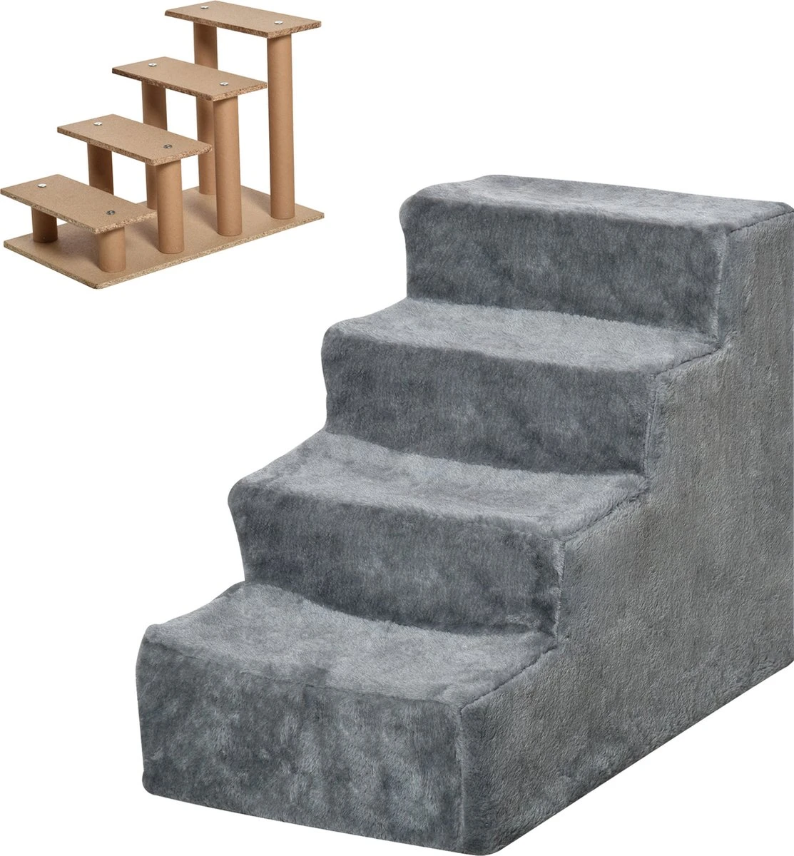 PawHut Huisdierentrap hondentrap met 4 treden kattentrap met afneembare pluchen hoes D06-091 PawHut Huisdierentrap Hondentrap Met 4 Treden Kattentrap Met Afneembare Pluchen Hoes D06-091 -Outdoor Kampeeruitrusting Winkel 1113x1200 5