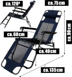 Ligstoel 180x60cm - Opvouwbaar Campingstoel Ligbed Strandstoel Tuinstoel Vouwligstoel Blauw -Outdoor Kampeeruitrusting Winkel 1135x1200