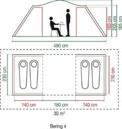 Coleman Bering 4 Vis-a-Vis Tent - Familietent - 4-Persoons - Groen -Outdoor Kampeeruitrusting Winkel 1136x1200 4