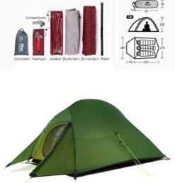 Cloud Up 3 Upgraded - Naturehike® - Tent 3 Persoons - Lichtgewicht Tent - Incl. Grondzeil - 20D 4000MM - Outdoor Kampeertent - Waterdicht - Hiking & Wandelen -Outdoor Kampeeruitrusting Winkel 1147x1200 3