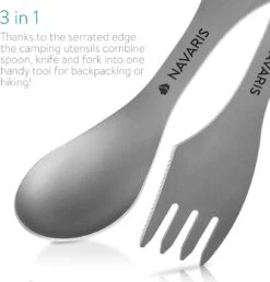 Navaris 2x Spork Titanium Campingbestek - Vork, Mes En Lepel In één - Bestek Voor Onderweg En Op Reis - Lichtgewicht - Inclusief Bewaarzakje -Outdoor Kampeeruitrusting Winkel 1148x1200 9
