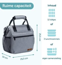 ForDig Lunchtas Grijs - Koeltas Gemaakt Van 600D Polyester Met PEVA-Voering - Ruimte Voor Lunchtrommel / Snacks / Blikjes - Koel Tas Met Mesh Opbergruimtes En Ruimte Voor Bestek - Lunch Tas Cool Bag - Coolerbag - Kleine Cooler -Outdoor Kampeeruitrusting Winkel 1150x1200