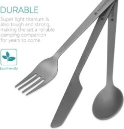 Navaris Campingbestek Van Titanium - Set Met Vork, Mes En Lepel - Bestekset Voor Onderweg En Op Reis - Inclusief Karabijnhaak En Bewaarzakje -Outdoor Kampeeruitrusting Winkel 1152x1200 4