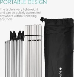 Navaris Campingtafel - Inklapbaar Campingtafeltje Van Aluminium - Opvouwbare Tafel Inclusief Draagtas - Picknicktafel - Zilver -Outdoor Kampeeruitrusting Winkel 1154x1200