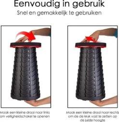 Kampeerkruk - Uitschuifbare Kruk - Rood/Zwart- Tot 120 Kg - Travel Stool - Opvouwbare Campingkruk - Inklapbaar Krukje - Telescopische Kruk - Camping - Outdoor -Outdoor Kampeeruitrusting Winkel 1175x1200 1