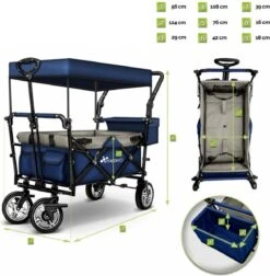 Tresko- Bolderkar, Grijs, Opvouwbaar, Met Dakje, Geschikt Tot 80 Kg - Bolderwagen - Kinderenvervoer - Bolderkarren - Tuinkar - Kinderwagen -Outdoor Kampeeruitrusting Winkel 1176x1200 2