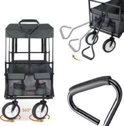 Monzana Bolderkar Opvouwbaar - 100 Liter - Met Afneembaar Dak Grijs -Outdoor Kampeeruitrusting Winkel 1180x1200 3