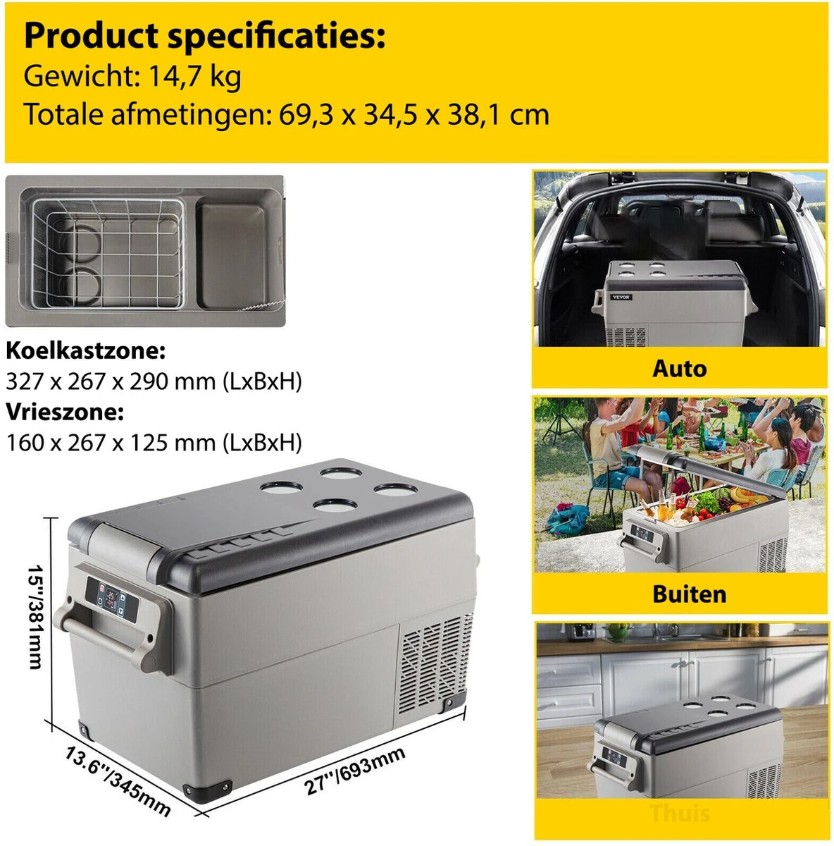 Vevor Auto Koelbox - Mini Koelkast Vriezer - Draagbare Vriezer/Koelkast - Elektrische Koelbox - Mini Vriezer - Auto Koelkast - 35 Liter - Tot -20˚C - 12V/240V - Grijs Vevor Auto Koelbox - Mini Koelkast Vriezer - Draagbare Vriezer/Koelkast - Elektrische Koelbox - Mini Vriezer - Auto Koelkast - 35 Liter - Tot -20˚C - 12V/240V - Grijs -Outdoor Kampeeruitrusting Winkel 1184x1200 6