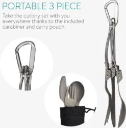 Navaris Campingbestek Van Titanium - Set Met Vork, Mes En Lepel - Inklapbaar - Bestekset Voor Onderweg - Inclusief Karabijnhaak En Bewaarzakje -Outdoor Kampeeruitrusting Winkel 1184x1200 9