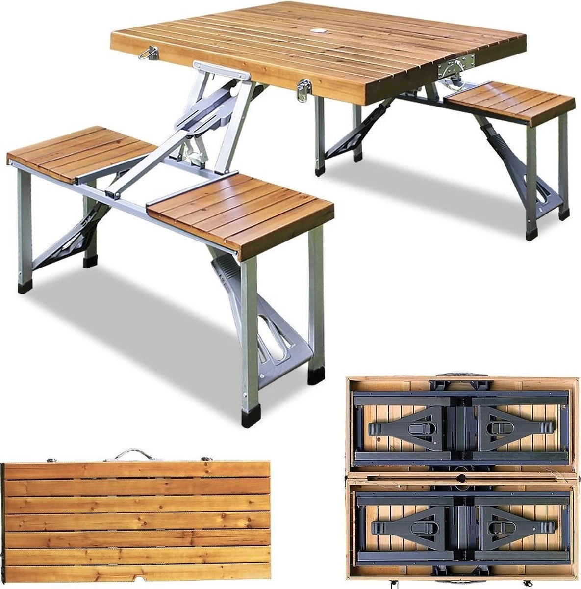 Deuba Picknicktafel Campingtafel - opvouwbaar voor 4 personen - hout en aluminium Merkloos Deuba Picknicktafel Campingtafel - Opvouwbaar Voor 4 Personen - Hout En Aluminium -Outdoor Kampeeruitrusting Winkel 1185x1200 2