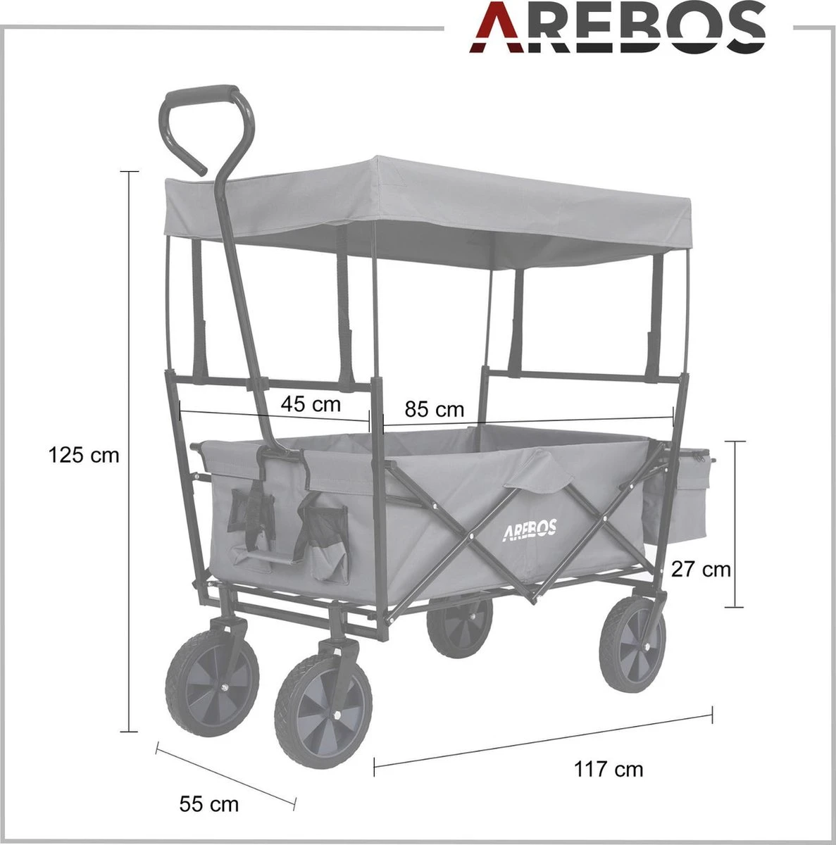 AREBOS Handwagen Vouwbare dak Handwagen Vouwbare Trolley Uitrustingswagen Grijs AREBOS Handwagen Vouwbare Dak Handwagen Vouwbare Trolley Uitrustingswagen Grijs -Outdoor Kampeeruitrusting Winkel 1187x1200 2