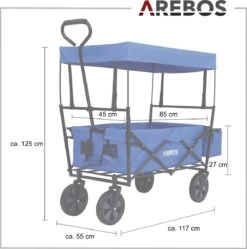 AREBOS Handwagen Vouwbare Dak Handwagen Vouwbare Trolley Uitrustingswagen Blauw 5 AREBOS Handwagen Vouwbare Dak Handwagen Vouwbare Trolley Uitrustingswagen Blauw -Outdoor Kampeeruitrusting Winkel 1188x1200 11