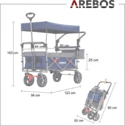 AREBOS Premium Steekwagen Met Dak Opvouwbare Tuinkar Handkar Bolderkar Blauw / Grijs 5 AREBOS Premium Steekwagen Met Dak Opvouwbare Tuinkar Handkar Bolderkar Blauw / Grijs -Outdoor Kampeeruitrusting Winkel 1188x1200 9