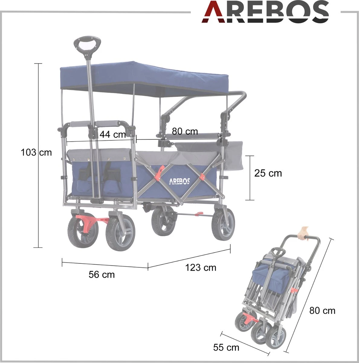 AREBOS Premium Steekwagen met dak Opvouwbare Tuinkar Handkar Bolderkar blauw / grijs AREBOS Premium Steekwagen Met Dak Opvouwbare Tuinkar Handkar Bolderkar Blauw / Grijs -Outdoor Kampeeruitrusting Winkel 1188x1200 9