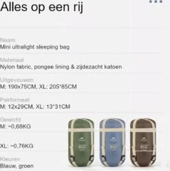 Naturehike® Slaapzak - Lichtgewicht - 190*75cm - Compact - Waterdicht - 3 Seizoenen Slaapzak Lente, Zomer & Herfst - Outdoor - Slaapzakken Volwassen & Kinderen -Outdoor Kampeeruitrusting Winkel 1190x1200 9