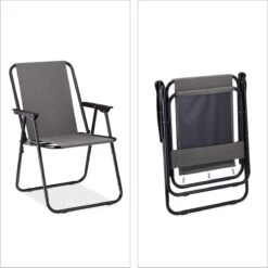 Relaxdays Campingstoel Inklapbaar Set Van 2 - Klapstoel 100 Kg - Visstoel Met Armleuningen - Grijs -Outdoor Kampeeruitrusting Winkel 1198x1200