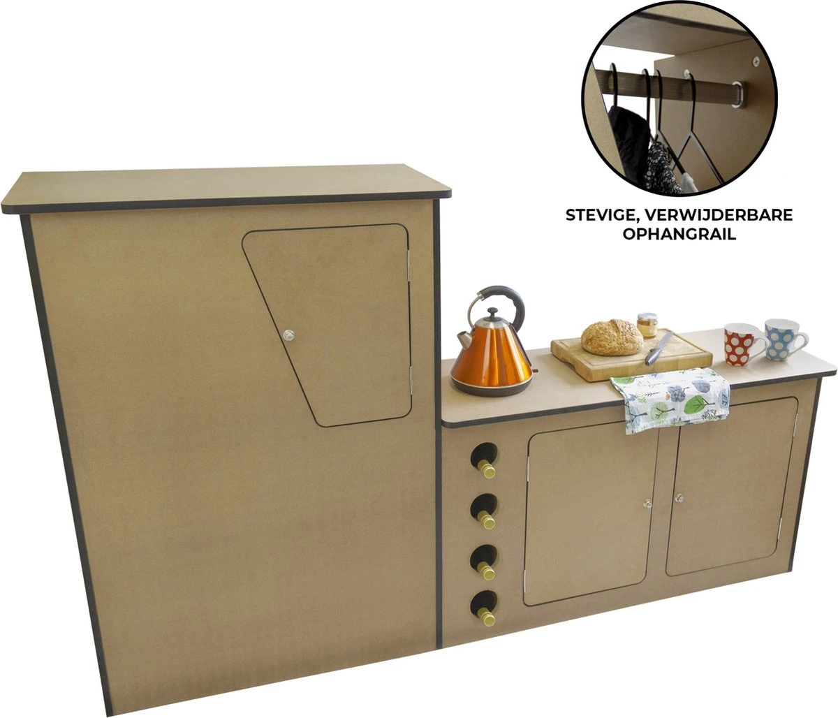 Camper Keuken MDF - Linkerkant EU - Inclusief Kledingstang + Wijnrek - Onbewerkt - Inbouw kasten Inrichting Kampeerauto Caravan Camper Keuken MDF - Linkerkant EU - Inclusief Kledingstang + Wijnrek - Onbewerkt - Inbouw Kasten Inrichting Kampeerauto Caravan -Outdoor Kampeeruitrusting Winkel