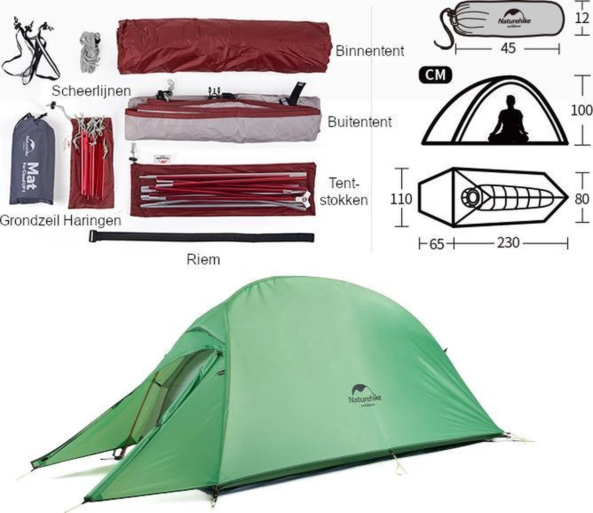 Cloud Up 1 Upgraded - Naturehike® - 1 persoons tent - Lichtgewicht tent - Incl. grondzeil - 210T 3000mm - Outdoor - Waterdicht - Hiking & Wandelen Cloud Up 1 Upgraded - Naturehike® - 1 Persoons Tent - Lichtgewicht Tent - Incl. Grondzeil - 210T 3000mm - Outdoor - Waterdicht - Hiking & Wandelen -Outdoor Kampeeruitrusting Winkel 1200x1038 3