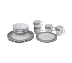 Bo-Camp - Servies - Classic - 16-Delig - Wit/Grijs -Outdoor Kampeeruitrusting Winkel 1200x1050 24