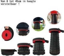 Kampeerkruk - Uitschuifbare Kruk - Rood/Zwart- Tot 120 Kg - Travel Stool - Opvouwbare Campingkruk - Inklapbaar Krukje - Telescopische Kruk - Camping - Outdoor -Outdoor Kampeeruitrusting Winkel 1200x1051 3