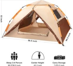 Merkloos Kamping Tent / Absolutely Waterproof, Lightweight Camping Tent With - Tent Ideal For Camping In The Garden, Dome Tent, 4 Merkloos Kamping Tent / Absolutely Waterproof, Lightweight Camping Tent With - Tent Ideal For Camping In The Garden, Dome Tent, -Outdoor Kampeeruitrusting Winkel 1200x1083 3
