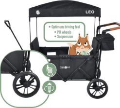FableKids LEO X4Lite Opvouwbare Handkar Met Dak Onyx Zwart -Outdoor Kampeeruitrusting Winkel 1200x1089 2