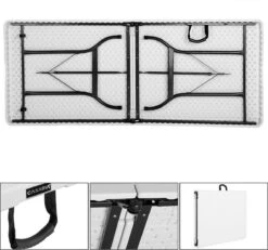 Casaria Tuintafel Opvouwbaar – Met Draaggreep 220x70 Cm – Wit -Outdoor Kampeeruitrusting Winkel 1200x1121