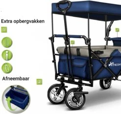 Tresko- Bolderkar, Grijs, Opvouwbaar, Met Dakje, Geschikt Tot 80 Kg - Bolderwagen - Kinderenvervoer - Bolderkarren - Tuinkar - Kinderwagen -Outdoor Kampeeruitrusting Winkel 1200x1124 2