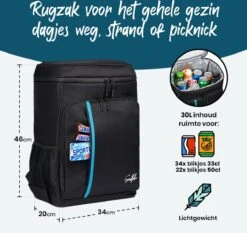 Sunflake Koelrugzak Groot - Lunchtas - Koeltas Backpack Voor Dames & Heren - Zwart -Outdoor Kampeeruitrusting Winkel 1200x1132 2