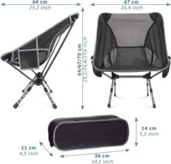 Smartpeas Campingstoel Van Stevig 600D Polyester En Aluminium - Lichtgewicht En Opvouwbaar - Camping Gadget Inclusief Zijzakken +Plus: Strandmat & Draagtas -Outdoor Kampeeruitrusting Winkel 1200x1150