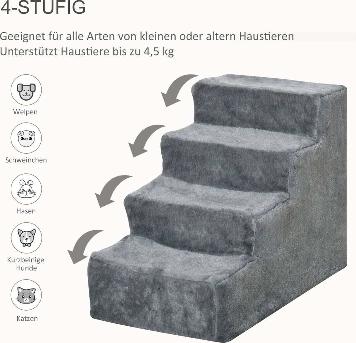 PawHut Huisdierentrap hondentrap met 4 treden kattentrap met afneembare pluchen hoes D06-091 PawHut Huisdierentrap Hondentrap Met 4 Treden Kattentrap Met Afneembare Pluchen Hoes D06-091 -Outdoor Kampeeruitrusting Winkel 1200x1154 2