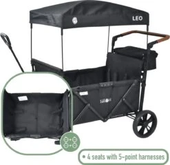 FableKids LEO X4Lite Opvouwbare Handkar Met Dak Onyx Zwart -Outdoor Kampeeruitrusting Winkel 1200x1163 1