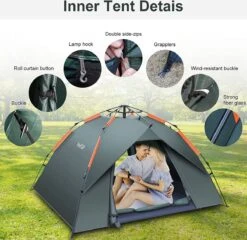 Merkloos Kamping Tent / Absolutely Waterproof, Lightweight Camping Tent With - Tent Ideal For Camping In The Garden, Dome Tent, -Outdoor Kampeeruitrusting Winkel 1200x1166 7