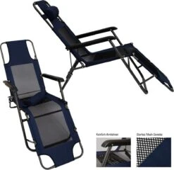 Ligstoel 180x60cm - Opvouwbaar Campingstoel Ligbed Strandstoel Tuinstoel Vouwligstoel Blauw -Outdoor Kampeeruitrusting Winkel 1200x1168 1