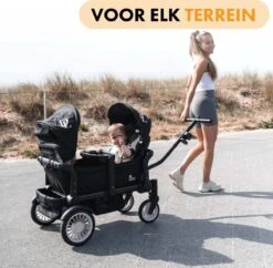 Deryan Luxe Sandy Bolderkar - Duo Buggy - Tandem Buggy - Opvouwbaar - Inklapbare Bolderwagen - Duo Kinderwagen - Zwart -Outdoor Kampeeruitrusting Winkel 1200x1176 3