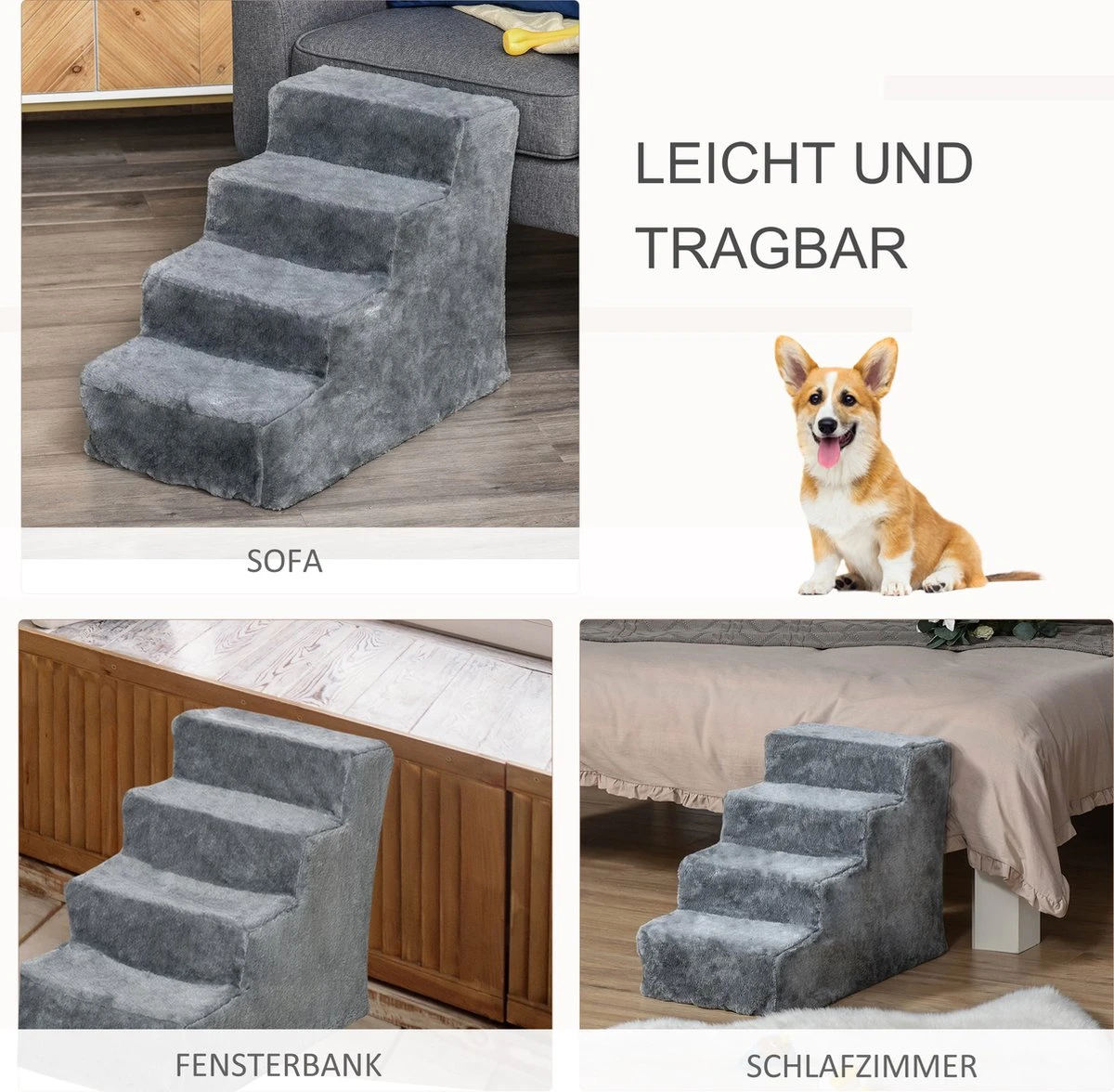 PawHut Huisdierentrap hondentrap met 4 treden kattentrap met afneembare pluchen hoes D06-091 PawHut Huisdierentrap Hondentrap Met 4 Treden Kattentrap Met Afneembare Pluchen Hoes D06-091 -Outdoor Kampeeruitrusting Winkel 1200x1176 6