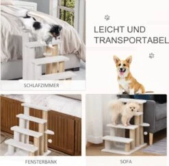 PawHut Huisdierentrap Met Krabpaal Bal 4 Treden Kattentrap Dierentrap Pluche Jute D06-093 -Outdoor Kampeeruitrusting Winkel 1200x1178 22