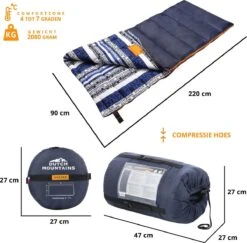 Dutch Mountains Slaapzak Goeree XL - Kussen 25x15cm - 220x90cm Katoenen Slaapzak - Tochtstrip -Outdoor Kampeeruitrusting Winkel 1200x1182 12