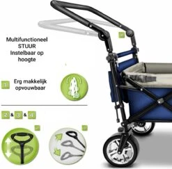 Tresko- Bolderkar, Grijs, Opvouwbaar, Met Dakje, Geschikt Tot 80 Kg - Bolderwagen - Kinderenvervoer - Bolderkarren - Tuinkar - Kinderwagen -Outdoor Kampeeruitrusting Winkel 1200x1182 5