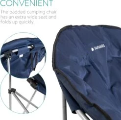 Navaris Klapstoel Met Draagtas - Campingstoel - Draagbare Stoel Voor Kamperen, Festivals En Vissen - Strandstoel - Inklapbaar - Donkerblauw -Outdoor Kampeeruitrusting Winkel 1200x1188