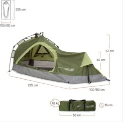Where Tomorrow Solo Tent 225X100X57 Cm - Groen - 1 Persoons -Outdoor Kampeeruitrusting Winkel 1200x1190 12