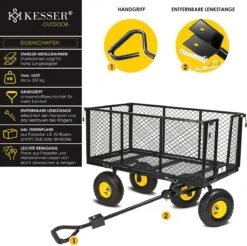 Exxen KESSER® Bolderkar, 550 Kg Belastbaar, Tuinwagen, Transportwagen, Tuinwagen, Uitneembaar Zeil, Gereedschapswagen, Handwagen, Veelzijdig Inzetbaar, Zwart -Outdoor Kampeeruitrusting Winkel 1200x1194 4