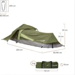 Where Tomorrow Solo Tent 220X80X50 Cm - Groen - 1 Persoons 3 Where Tomorrow Solo Tent 220X80X50 Cm - Groen - 1 Persoons -Outdoor Kampeeruitrusting Winkel 1200x1195 9