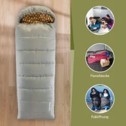 Skandika Dundee Flannel-R Slaapzak – Slaapzakken – Slaapzakken Volwassen - Maat M – Unisex - Katoen, Luxe Kwaliteit, Dubbele Slaapzak, 3 Seizoenen, Tot -20°C - 220 X 80 Cm - Outdoor Kampeerslaapzak – Ritssluiting Rechts - Grijs/geel -Outdoor Kampeeruitrusting Winkel 1200x1200 1061