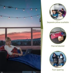 Skandika Dundee Flannel-L Slaapzak – Mummmieslaapzakken – Slaapzakken Volwassen - Maat M – Unisex - Katoen, Luxe Kwaliteit, Dubbele Slaapzak, 3 Seizoenen, Tot -20°C - 220 X 80 Cm - Outdoor Kampeerslaapzak – Ritssluiting Links - Zwart/blauw -Outdoor Kampeeruitrusting Winkel 1200x1200 1064