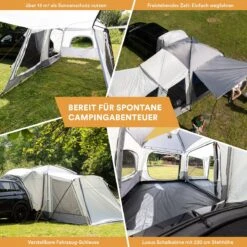 Skandika Pitea XL CROSS Tent – Koepeltenten - Autotent – Campingtent Voor SUV, Caddy, Auto, CUV - Voor Max. 4 Personen – Vrijstaand – Met/zonder Slaapcabine – Max. Stahoogte 230 Cm – 3000mm Waterkolom - 475 X 290 X 230 Cm (LxBxH) – Kamperen - Grijs -Outdoor Kampeeruitrusting Winkel 1200x1200 1466